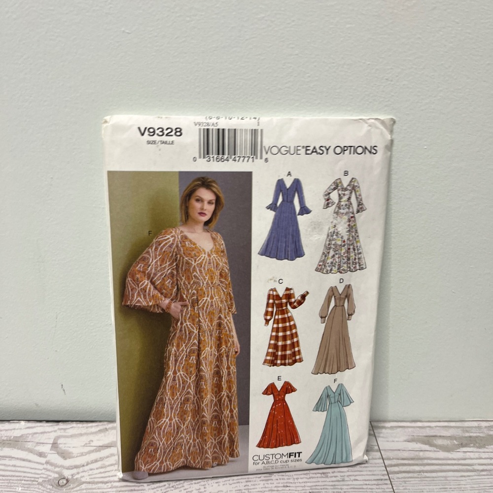 Vogue V9328 Sewing Pattern Misses Maxi Dress Custom Fit A-D Cup Size 6-14